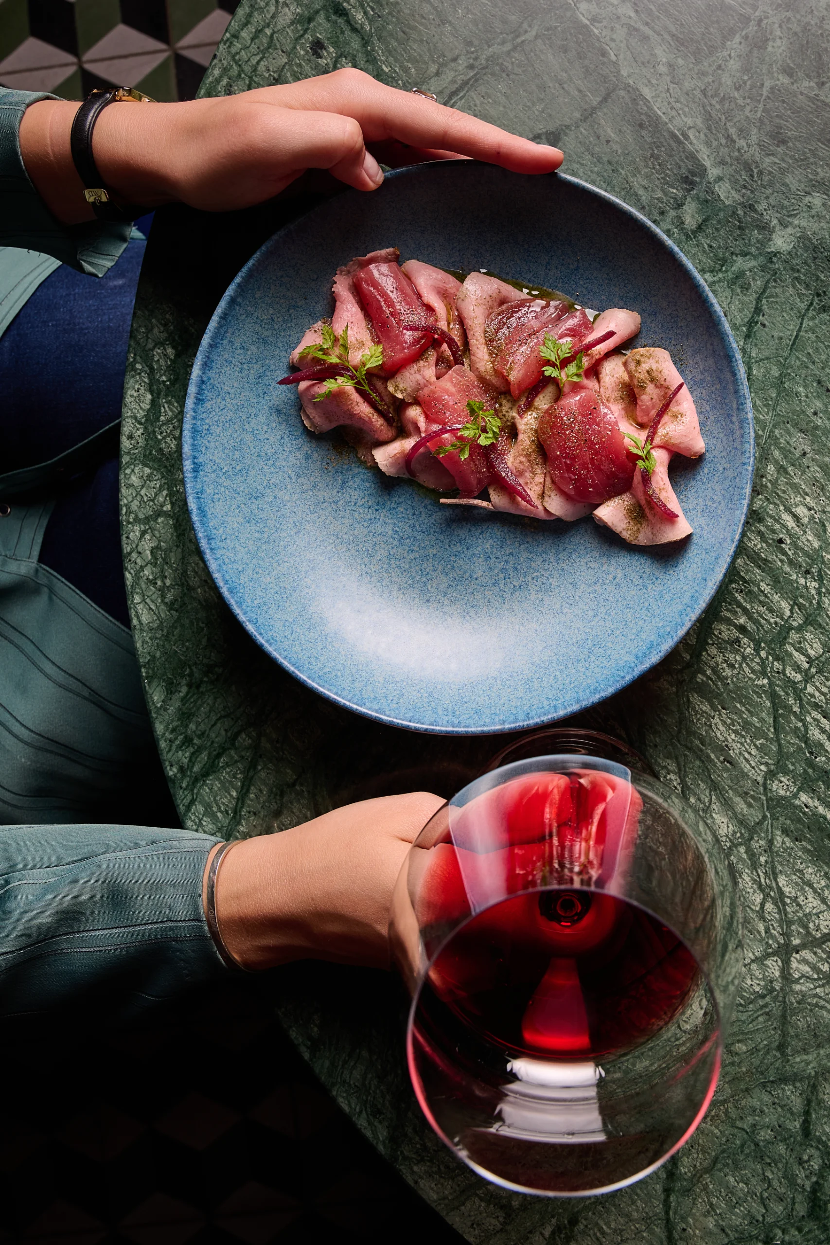 Vitello tonnato, sliced veal and tuna with creamy sauce